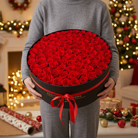 AM-GPA14 Ammy 99 Rose 2 en 1 Fleurs éternelles faites à la main Boîte cadeau en carton pour la Saint-Valentin Boîte vide noire