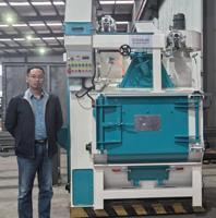 Machine de sablage à tambour électrique à convoyeur, contrôle PLC, plaques de protection en acier à haute teneur en manganèse pour pièces moulées, alimentation continue par soudure