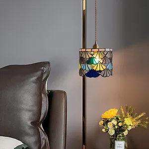 Lâmpada de cabeceira retrô nostálgica pequena lustre de vidro colorido luzes pingente sala de jantar ao lado luminária suspensa