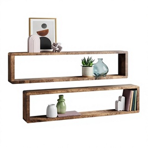 Wooden <b>Wall</b> <b>Shelf</b> Organizer Floating Storage Rack Modern Design Handmade Double Tier Durable <b>Wall</b> <b>Mounted</b> Living Room Storage - Product Image 3