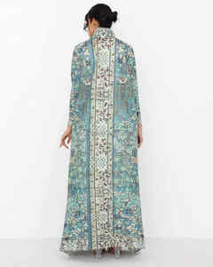 PROMISTAR modesto plisado largo cortavientos chaqueta otoño poliéster bata estampado árabe mujer capa Oriente Medio musulmán nuevo Abaya - Product Image 3