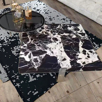 Table basse en pierre frittée, design moderne et luxueux, avec structure en acier inoxydable, pour salon et usage domestique
