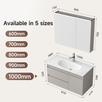 Meuble-lavabo mural flottant moderne ARROW 2024 de 40 pouces avec 1 évier, 2 tiroirs et plan de travail en céramique