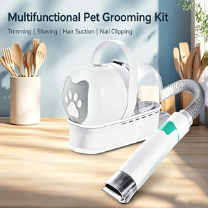 Appareil de toilettage pour animaux de compagnie 7-en-1 multifonctionnel, sûr, portable, rechargeable, en plastique, automatique, écologique, silencieux, avec peignes aspirants à motif de dessin animé - Product Image 4