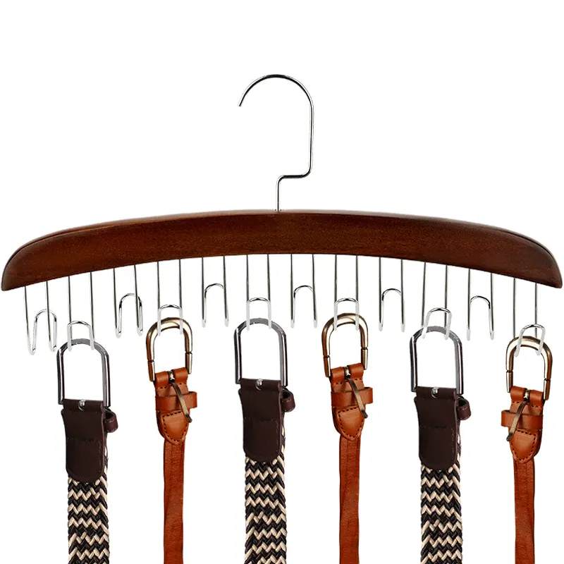 Environmental protection wood belt storage hanger clothing store belt accessories 8 hole 12 hole hook wooden hanger