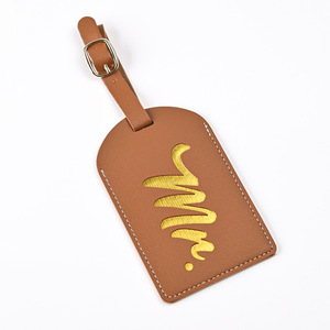 Vendita all'ingrosso bassa di MOQ stampa di lamina oro debossed <span class=keywords><strong>MR</strong></span> & MRS in pelle Hang Tag da viaggio etichetta per valigie zaino - Product Image 6