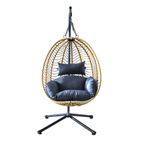 Fauteuil Suspendu Hamac en Rotin pour Extérieur, Ensemble de Meubles de Jardin avec Support