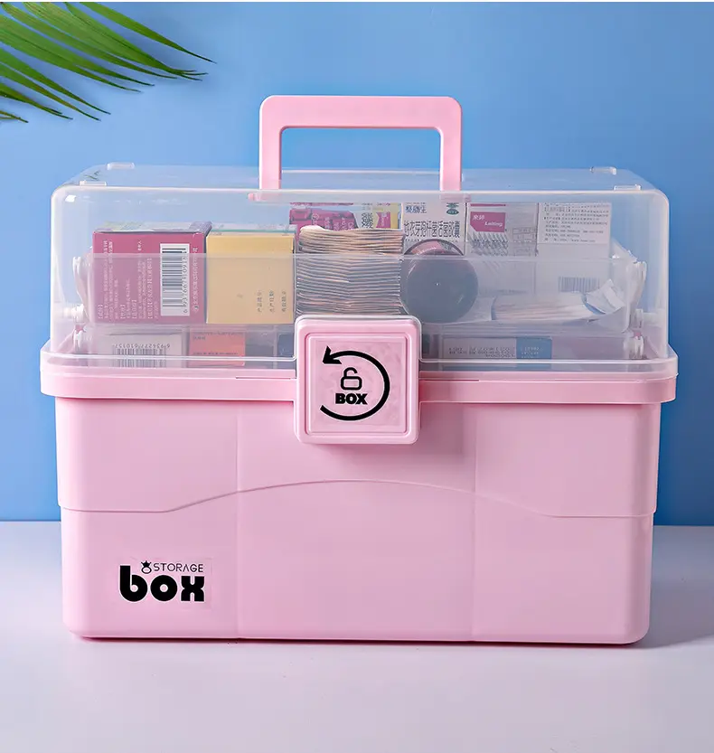 Portable Medicine Box Household Medicine Storage Box Children's Medical Box Family Packed Large Capacity Portable Medicine Bin