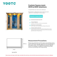 Sauna électrique en bois massif YEETE, cèdre canadien, verre, ciel étoilé LED, chrome, 1800 mm, écologique, sûr, utilisation hospitalière