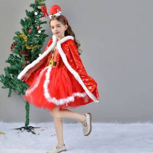 Nouvelle Collection 2026 : Ensemble Cape et Robe Tutu Rouge de Noël pour Filles, Tenue de Père Noël avec Bandeau - Product Image 1