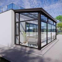 Techo Retráctil Inclinado de Aleación de Aluminio y Vidrio Templado, Moderna Terraza Exterior para Dormitorio, Jardín o Villa Residencial