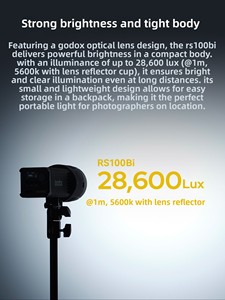 Lampe vidéo LED bicolore <span class=keywords><strong>Godox</strong></span> RS100BI 120W 2800K-6500K CRI 96+ TLCI 97+ avec monture Bowens et contrôle par application pour studio et <span class=keywords><strong>YouTube</strong></span> Live - Product Image 5