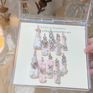 Nouveau produit lancé - <span class=keywords><strong>Série</strong></span> de couleurs rose et noir, chaîne douce et cool pour les filles cool européennes et américaines, ongles portables faits à la main - Product Image 6