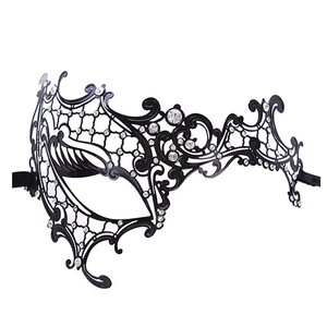 Máscara de Mascarada Hstyle para Mujer de Metal Negro con Pedrería Estilo Veneciano para Halloween Navidad Baile de Gala Fiesta de Baile - Product Image 3