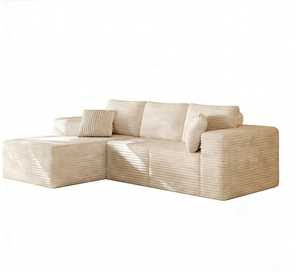 Juego de Sofás Seccionales en Forma de L, Tapicería de Tela Texturizada, Diseño Moderno, Cojines Cómodos para Sala de Estar de Apartamento - Product Image 1