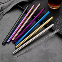 Ensemble de paille Boba en acier inoxydable 316 réutilisable et écologique de vente chaude pailles pliées de 12mm emballées individuellement avec brosse de nettoyage