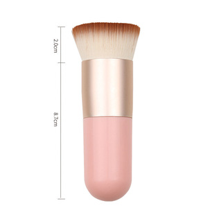 Pinceaux de maquillage portables roses de haute qualité fond de teint en poudre rond unique pinceau Kabuki grands outils de maquillage - Product Image 2