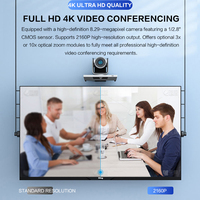 Cámara PTZ Profesional HuiDu VX10-4K con Zoom 10x, Seguimiento por IA, USB 3.0, Acabado Negro Mate, Sensor CMOS de 8.29MP para Transmisión