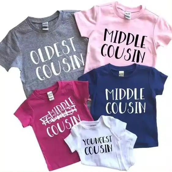Boutique bébé cousin chemises grand milieu coton biologique plus jeune cousin correspondant t-shirts chemise