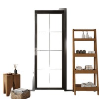 Porte en verre minimaliste à cadre en aluminium ultra mince de couleur noir blanc gris pour placard de salle de bain de chambre à coucher