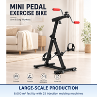 Vélo d'exercice pliable BNcompany léger et portable en acier, réglable pour seniors, mini-pédalier, appareil de rééducation pour les bras