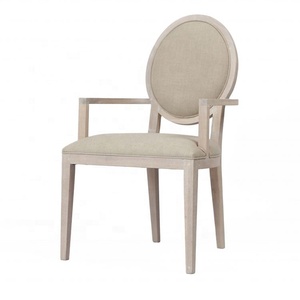 P2202 Sedia da Pranzo in Stile Vintage Francese <span class=keywords><strong>con</strong></span> Schienale Rotondo e Braccioli, Imbottita in Legno per Casa e Hotel - Product Image 4