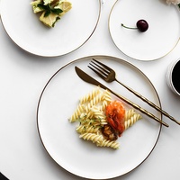 Assiettes en céramique de style nordique, blanc, rose, bleu, vert, vaisselle de fête, 6, 8, 10 pouces avec bordure en or, vente en gros