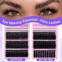 DIY Spikes Lash 320Clusters avec cils inférieurs, faux cils faits à la main en PBT, style européen pour un effet salon de cils, cils en fibres douces