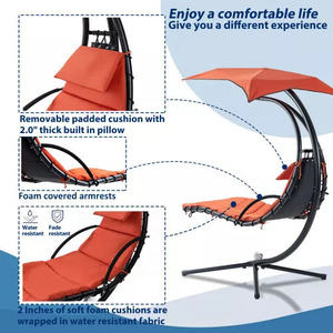 Chaise longue suspendue pour extérieur et intérieur, noir, vendredi, patio, hamac, balançoire de jardin, <span class=keywords><strong>cocon</strong></span>, forme d'œuf, chaise avec support - Product Image 4