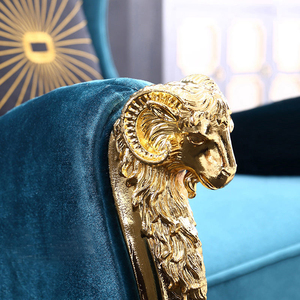 Fauteuils de salon italiens modernes et luxueux en velours à dossier haut avec pieds en métal pour patio intérieur - Product Image 5