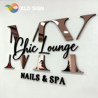Enseigne murale personnalisée en acrylique miroir pour salon de beauté, logo d'entreprise pour intérieur