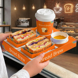 All-in-One Sandwich and Drink Carrier <b>Tray</b> for Coffee Shop - Product Image 1