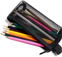 Offre Spéciale Gelory Sac à crayons élargi personnalisé pas cher Trousse à crayons en plastique PVC transparent en maille pour l'école