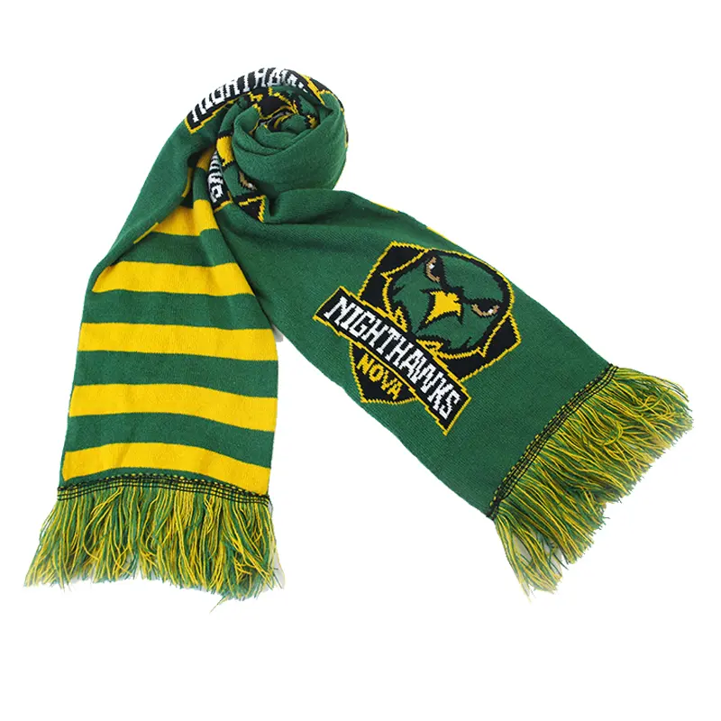 Customized Logo Jacquard Knitted Sport Club Soccer Fan Scarf