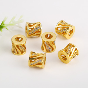 Perles micro-incrustées en forme de baril 9x9x4.5mm, entretoises en alliage de zircon, accessoires de bijoux DIY - Product Image 1