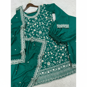 Lancement de 3 pièces prêtes à l'emploi Kurti-Plazzo avec Dupatta - Product Image 1