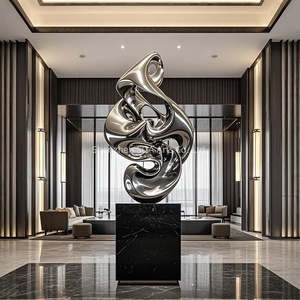 Scultura Astratta in Acciaio Inossidabile, Grande Opera d'Arte in Bronzo per Giardini di Hotel, Interni ed Esterni, Artigianato Moderno in Metallo Personalizzato - Product Image 5