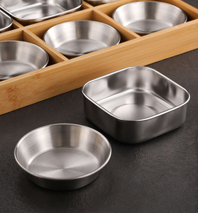 Assiette de cuisine carrée en acier inoxydable à 6 grilles, or et argent Boîte d'assaisonnement pour marmites chaudes Assiette à grille en bois Assiette à sel - Product Image 6