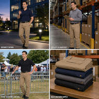 Pantalon Cargo Homme Personnalisé en Sergé de Coton, Uniforme de Garde de Sécurité, Pantalon de Travail Multi-Poches pour Patrouille et Sécurité des Installations