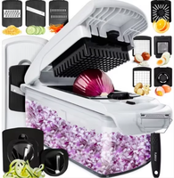 Hachoir à légumes manuel 18-en-1 en plastique, coupe-oignon, trancheuse à fruits, coupe-carottes, hachoir à légumes, mandoline, machine à découper les légumes