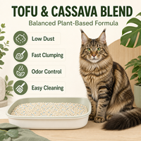 Litière pour chat écologique en tofu et manioc, contrôle longue durée des odeurs, facile à ramasser, commande en gros, marque privée, OEM, ODM pour importateurs