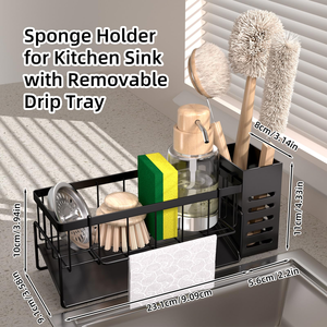 Distributeur de savon noir en acier inoxydable 304 antirouille, organiseur de cuisine et support de rangement sous évier de salle de bain - Product Image 6