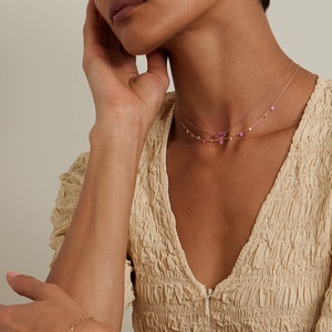 Collana <span class=keywords><strong>Girocollo</strong></span> con Charm LOZRUNVE in Argento Sterling 925 Rodiato Color Oro con <span class=keywords><strong>Zirconi</strong></span> Cubici Rubino e Zaffiro - Product Image 2