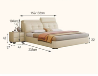 Lit de Luxe Moderne et Ergonomique avec Tête de Lit Double Section en Cuir Nappa, Cadre de Lit Queen Size avec Rangement – Vente Directe Usine