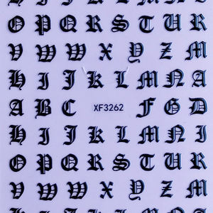 Retro Inglés Palabra Nail Stickers Charms Antiguo Alfabeto Inglés Stick On Nails - Product Image 1