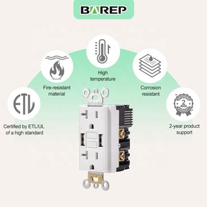 Presa GFCI Barep 20A con Doppie Porte USB, Certificata ETL, Autotest, Presa a Muro TR per Uso Residenziale e Commerciale - Product Image 4