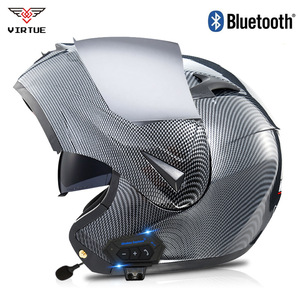 <span class=keywords><strong>Casco</strong></span> de motocicleta abatible modular mejorado aprobado por VIRTUE ECE-Patrón de fibra de carbono falso, auriculares <span class=keywords><strong>Bluetooth</strong></span> integrados - Product Image 5