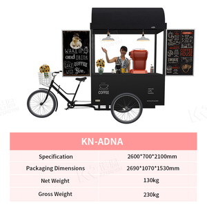 <span class=keywords><strong>Chariot</strong></span> à café à pédales personnalisé en acier inoxydable avec auvent pour la vente de café en plein air - Product Image 3