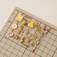 YIMEILI & Acier inoxydable PVD plaqué or 18 carats, pendentif émail diamant, breloque DIY pour collier, motifs fleur arc-en-ciel, animal, soleil