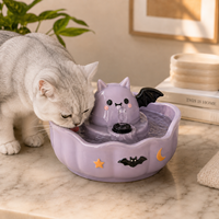 Fontaine à eau automatique en céramique en forme de chauve-souris pour Halloween, distributeur d'eau mignon pour chats et chiens, pour intérieur, hygiénique et sain